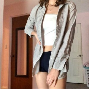 Old Navy Grey & White Striped Buttoned Shirt XS